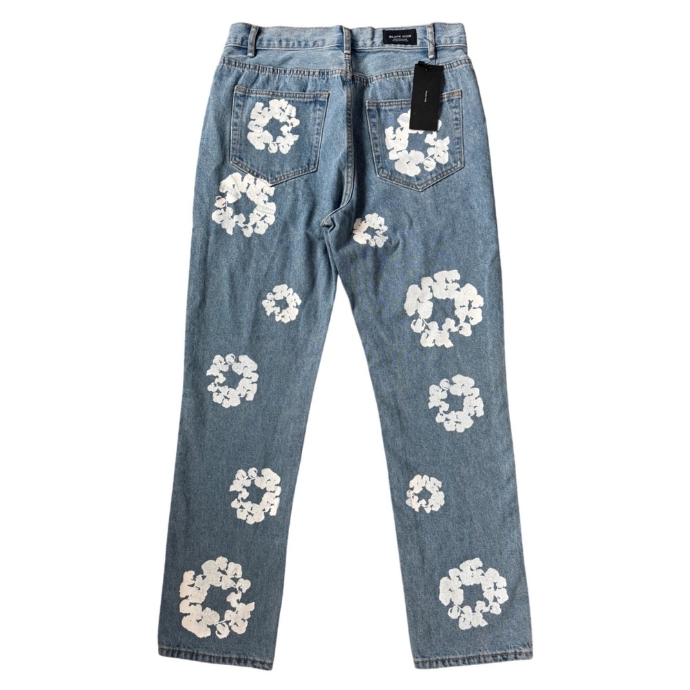 Black Icon Floral Print‎ Jeans Size 32 NWT Straight Leg Denim - Picture 6 of 8